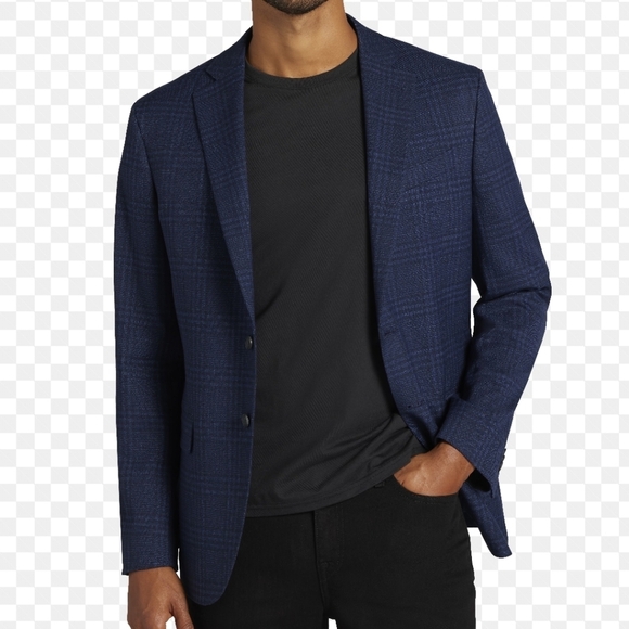 Awearness Kenneth Cole slim fit navy check blazer sportscoat Size 38 short - Picture 1 of 7
